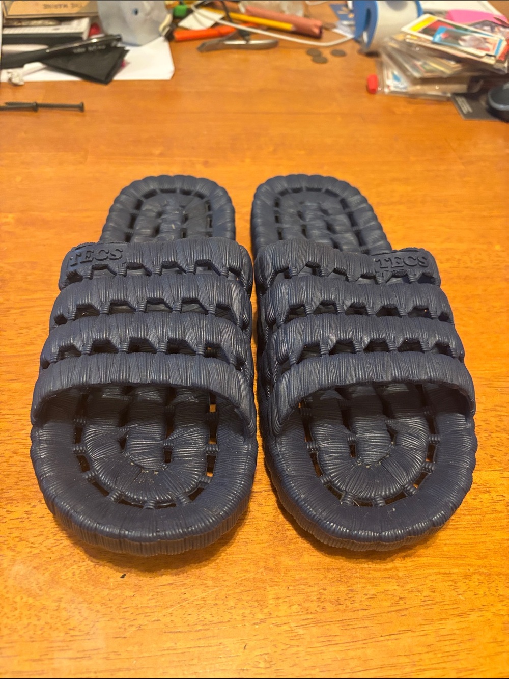 Tecs Men's Slides Sandal Blue Perforated Slip-On US size 9 - EUR 42